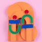 Bauhaus Statement Earrings | Blue, Red & Green Geometric Wearable Art