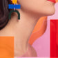 Bauhaus Statement Earrings | Blue, Yellow & Green Geometric Wearable Art