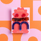 Bauhaus Statement Earrings | Red, Tortoiseshell & Navy Geometric Wearable Art