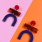 Bauhaus Statement Earrings | Red, Tortoiseshell & Navy Geometric Wearable Art