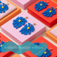 Matisse Inspired Abstract Floral Earrings – Orange Wearable Art Statement Jewellery