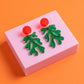 Green & Pink Matisse-Inspired Seaweed Statement Earrings