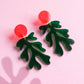 Green & Pink Matisse-Inspired Seaweed Statement Earrings