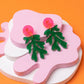 Green & Pink Matisse-Inspired Seaweed Statement Earrings