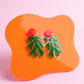 Green & Pink Matisse-Inspired Seaweed Statement Earrings