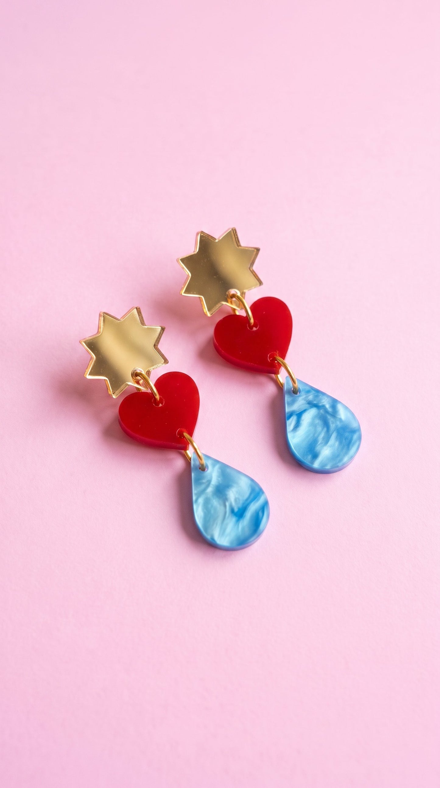Star, Heart & Raindrop Earrings – Gallery Pop Art Jewellery
