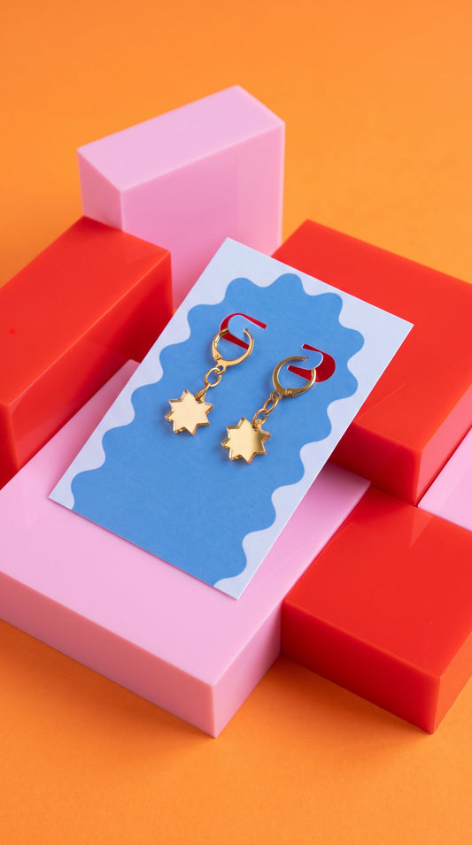 Mini Gold Star Huggie Hoop Earrings – Gallery Pop Celestial Jewellery