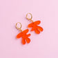 Matisse Inspired Huggie Hoop Earrings | Orange Abstract Leaf