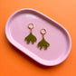 Matisse Inspired Huggie Hoop Earrings | Green Fan Leaf