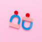 Bauhaus Statement Earrings | Blue, Red & Pink Geometric Wearable Art
