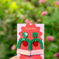 Bauhaus Statement Earrings | Pink, Red & Green Geometric Wearable Art