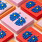 Matisse Inspired Abstract Floral Earrings – Blue Wearable Art Statement Jewellery