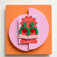 Bauhaus Statement Earrings | Pink, Red & Green Geometric Wearable Art