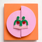 Bauhaus Statement Earrings | Pink, Red & Green Geometric Wearable Art