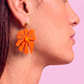 Matisse Inspired Abstract Floral Earrings – Orange Wearable Art Statement Jewellery