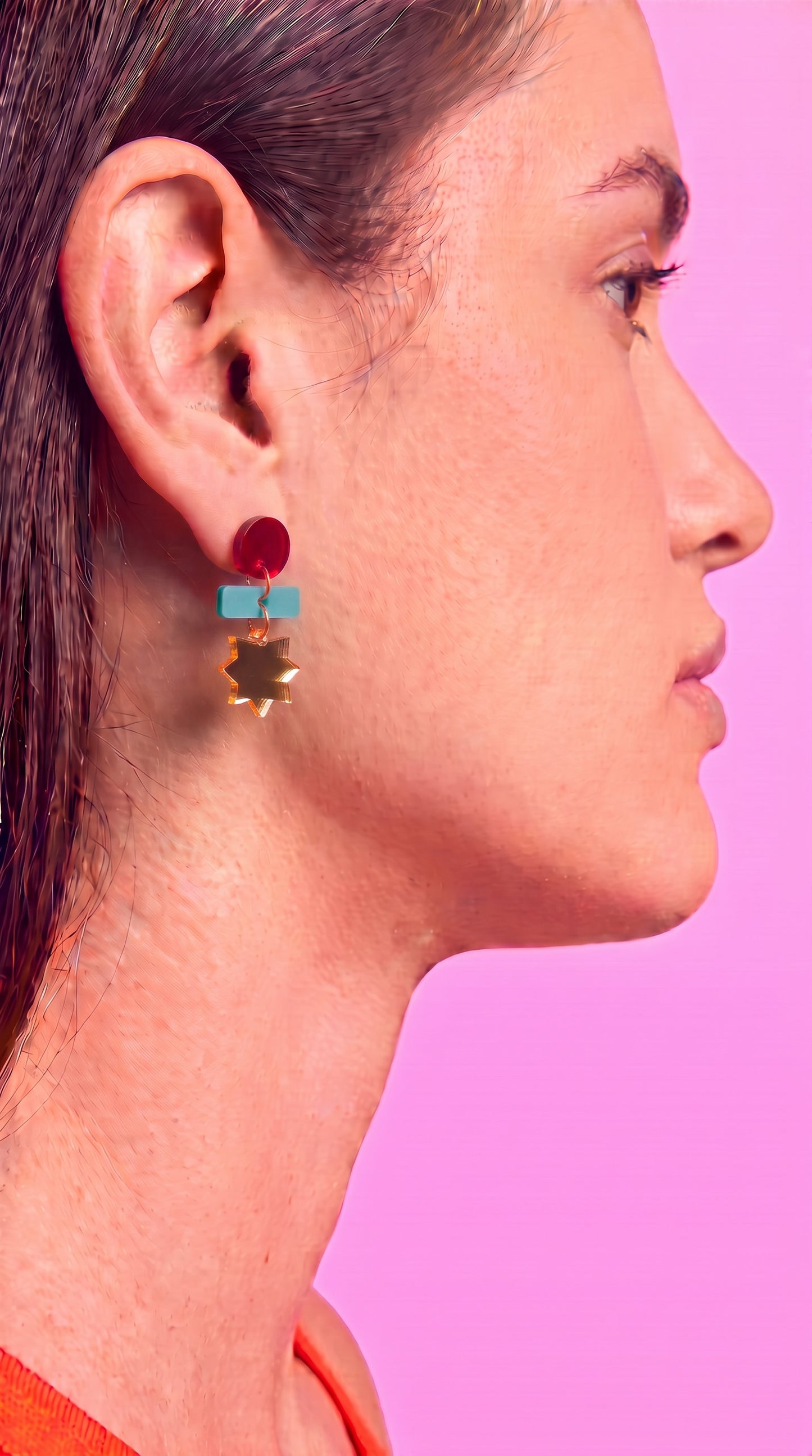 Abstract Star Drop Earrings – Gallery Pop Art Jewellery