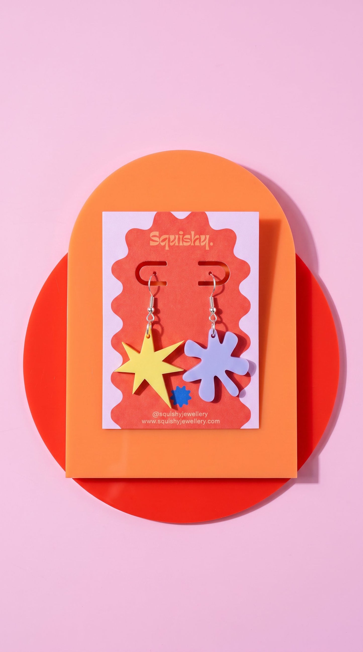 Yellow and Purple Kiki & Bouba Statement Earrings | Wearable Art