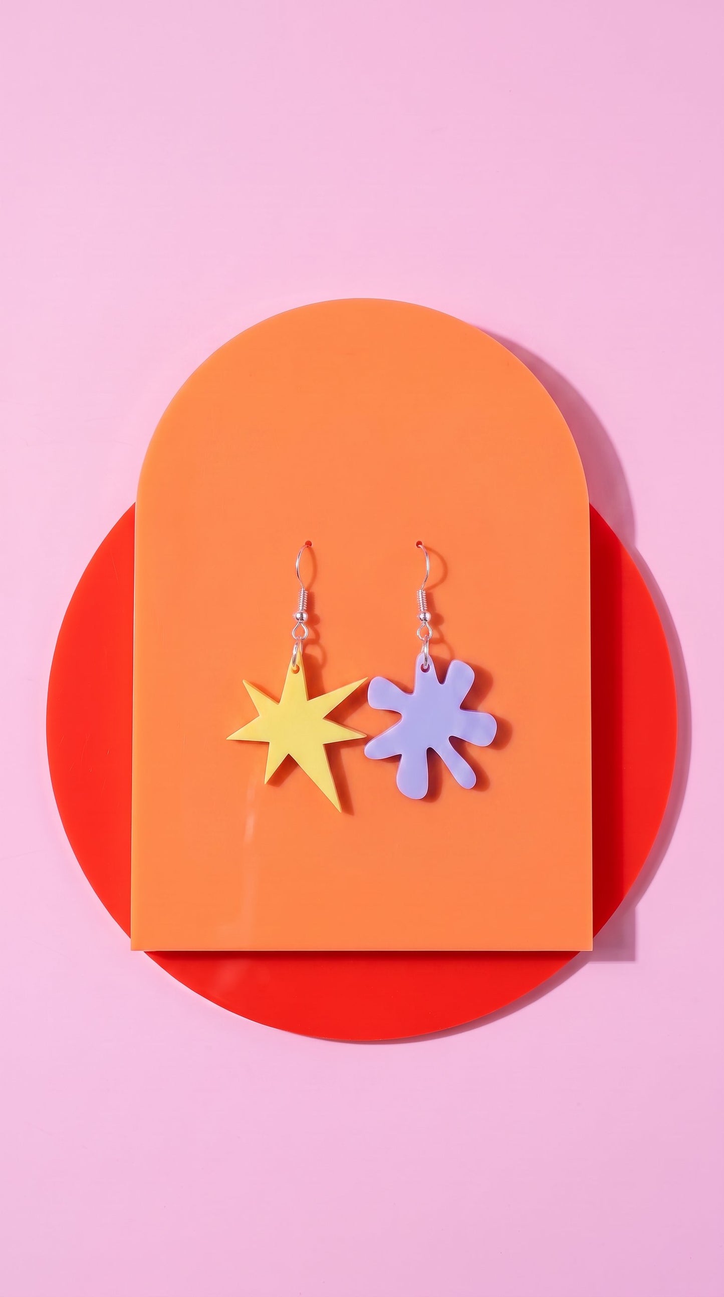Yellow and Purple Kiki & Bouba Statement Earrings | Wearable Art