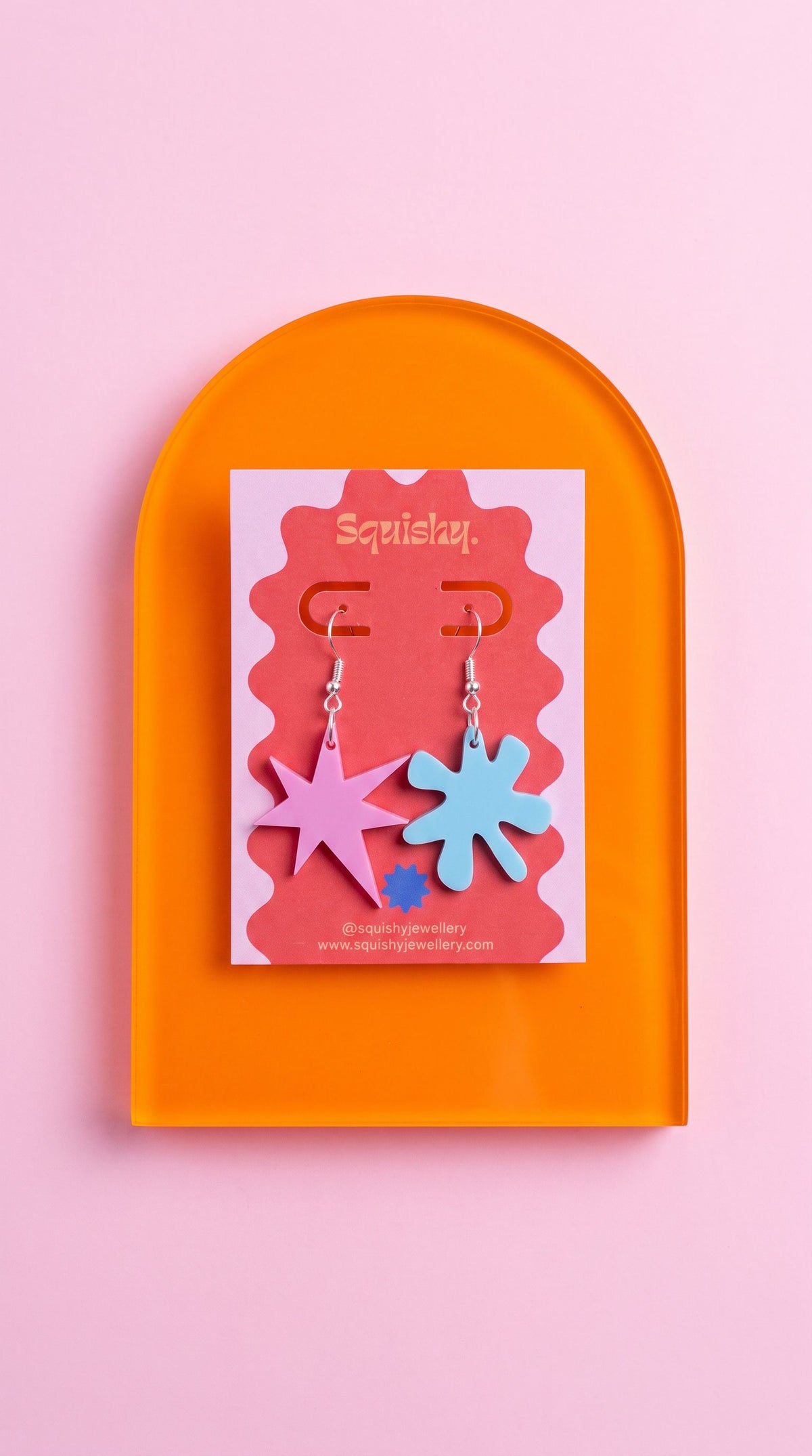 Pink and Blue Kiki & Bouba Statement Earrings | Wearable Art