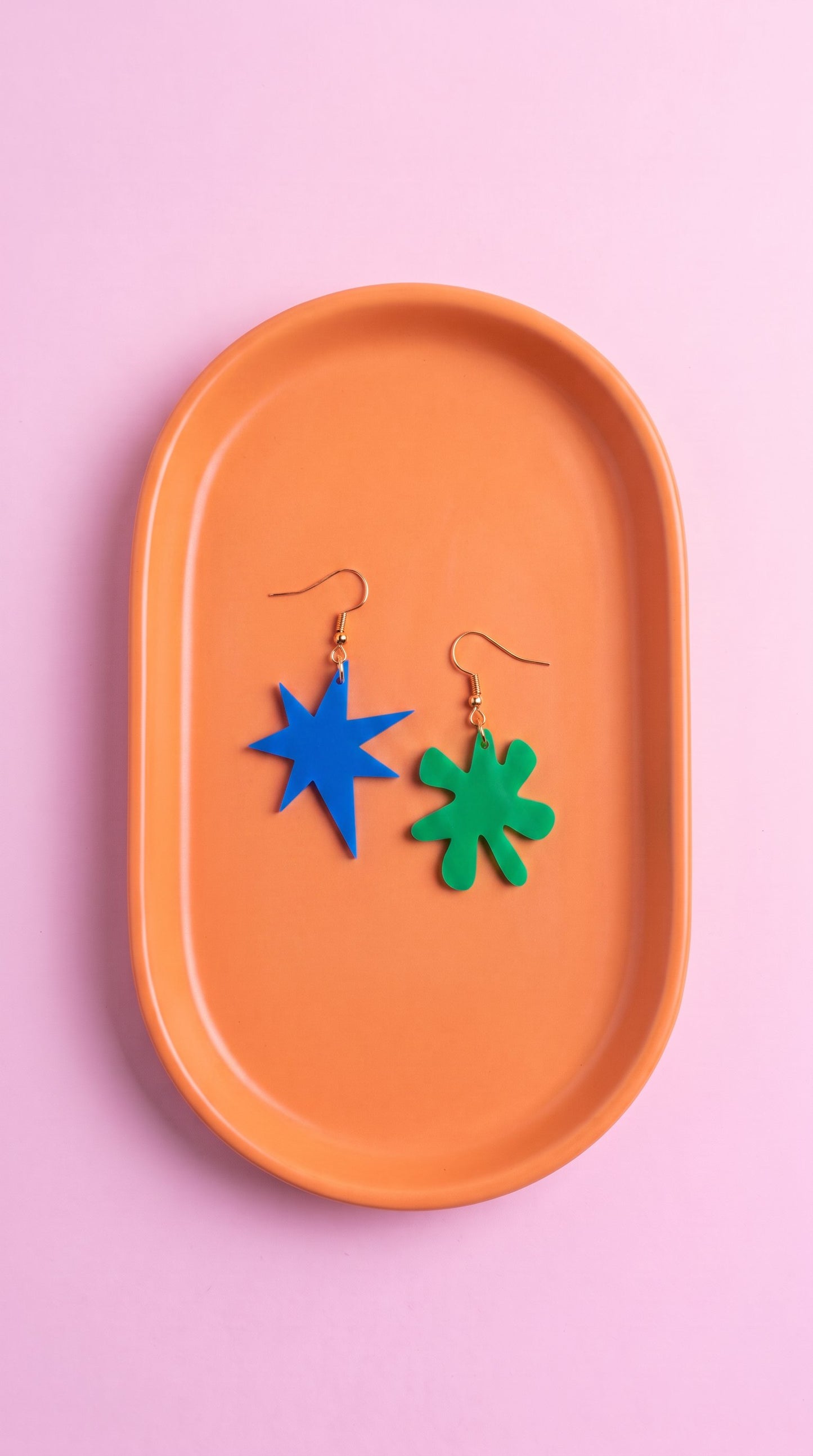 Blue and Green Kiki & Bouba Statement Earrings | Wearable Art