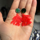 Pink & Green Coral Reef Sheer Acrylic Statement Earrings Bold Statement Jewelry Summer Beach Earrings Nature Inspired Botanical Gift for Her
