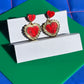 Gold & Red Statement Earrings - Retro Frilly Heart Acrylic Earrings Valentine, Barbiecore Kawaii Sabrina Carpenter Y2K Heart Gifts for Her