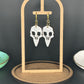 White Pearl Bird Skull Acrylic Statement Earrings