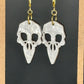White Pearl Bird Skull Acrylic Statement Earrings