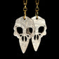 White Pearl Bird Skull Acrylic Statement Earrings