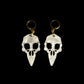 White Pearl Bird Skull Acrylic Statement Earrings
