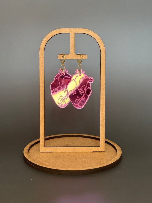 Pink Anatomical Heart Earrings – Sheer Acrylic Statement Jewellery | Alt Fashion, Y2K Aesthetic, Whimsygoth