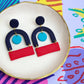 Bauhaus Statement Earrings | Navy Blue, Red & Blue Geometric Wearable Art