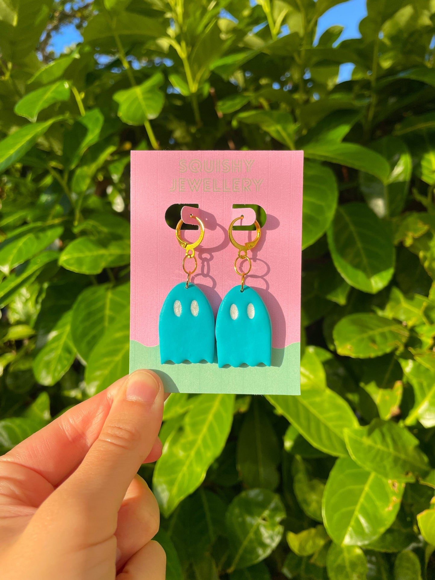 Sky Blue Ghost Polymer Clay Phoebe Bridgers Hoop Kawaii Ghost Cute Ghost Whimsygoth Gift Emo Grunge Alt Goth Earrings