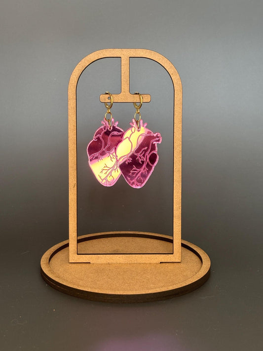 Anatomical Heart Earrings – Pink Acrylic Statement Earrings | Science Jewelry, Alt Fashion, Med Student Gift, Anatomical Jewellery, Medical