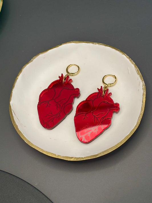 Anatomical Heart Earrings – Red Acrylic Statement Earrings | Science Jewelry, Alt Fashion, Med Student Gift, Anatomical Jewellery, Medical
