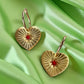 Gold Heart Hoop Earrings with Red Star Detail – Statement Charm Hoops, Kawaii, Celestial, Kitsch Lightweight & Bold, Handmade Jewellery UK