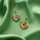 Gold Heart Hoop Earrings with Red Star Detail – Statement Charm Hoops, Kawaii, Celestial, Kitsch Lightweight & Bold, Handmade Jewellery UK