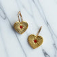 Gold Heart Hoop Earrings with Red Star Detail – Statement Charm Hoops, Kawaii, Celestial, Kitsch Lightweight & Bold, Handmade Jewellery UK