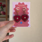 Rococo Red Heart Earrings with Walnut Backing & Gold Star Detail – Acrylic Hoop Jewellery