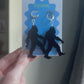 Bigfoot Earrings – Black Acrylic Sasquatch Dangle Earrings on Silver Huggie Hoops