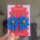Matisse Inspired Abstract Floral Earrings – Blue Wearable Art Statement Jewellery