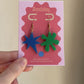 Blue and Green Kiki & Bouba Statement Earrings | Wearable Art