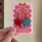 Red and Blue Kiki & Bouba Statement Earrings | Wearable Art