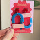 Bauhaus Statement Earrings | Blue, Red & Pink Geometric Wearable Art