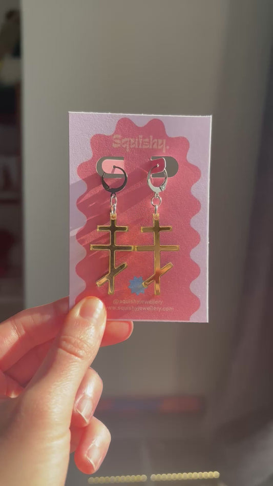 Heated Rivalry Inspired Ilya Rozanov Cross Earrings – Russian Orthodox Style Symbol – Fandom Jewellery – Gold Mirror Acrylic Earrings – Hockey Romance Fan Gift