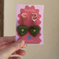 Rococo Green Heart Earrings with Walnut Backing & Gold Star Detail – Acrylic Hoop Jewellery