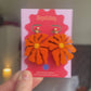 Matisse Inspired Abstract Floral Earrings – Orange Wearable Art Statement Jewellery