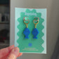 Blue Fish Acrylic Earrings on Gold Huggie Hoops