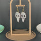 White Pearl Bird Skull Acrylic Statement Earrings
